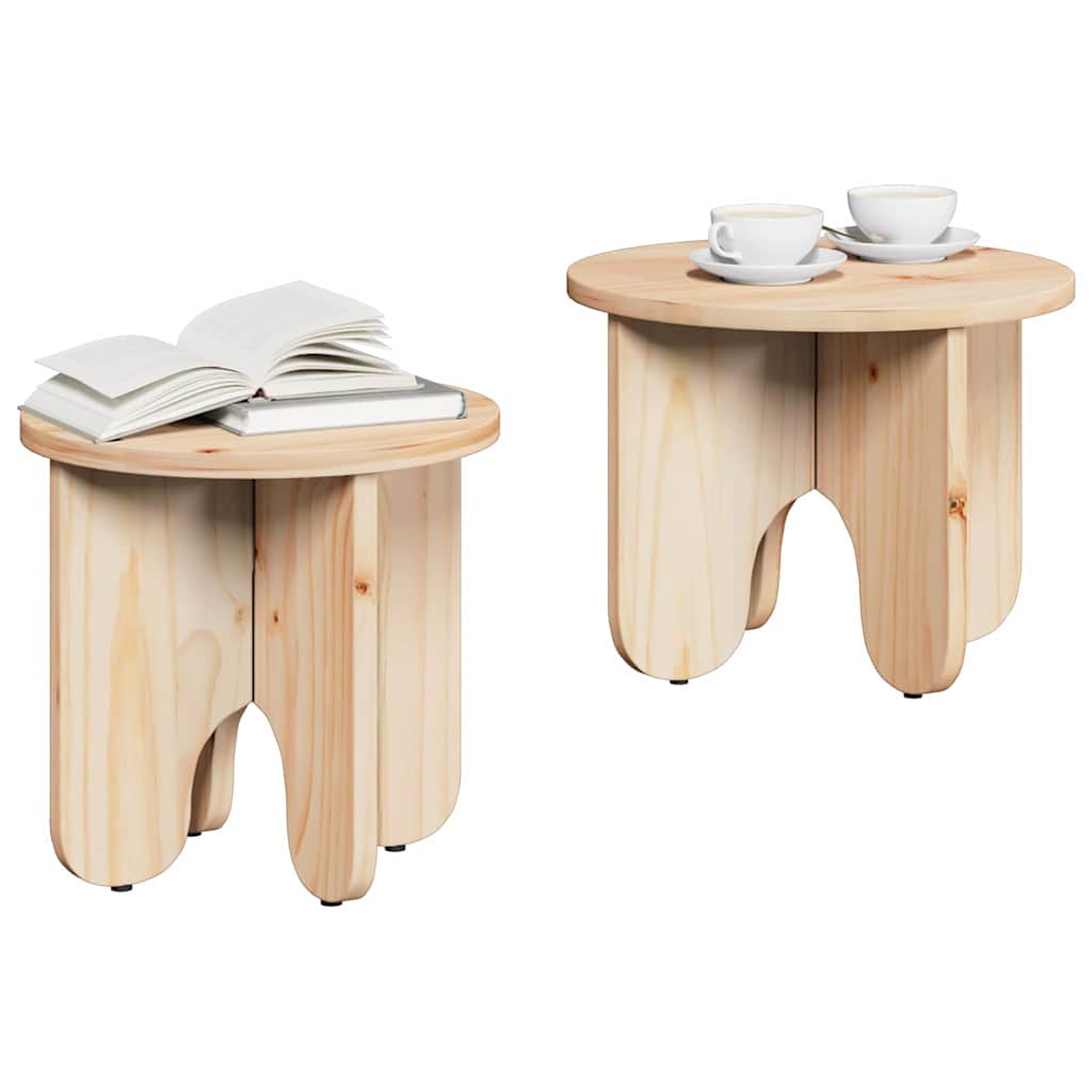 Dohányzóasztal 2 pcs Természetes Tömör fenyőfa