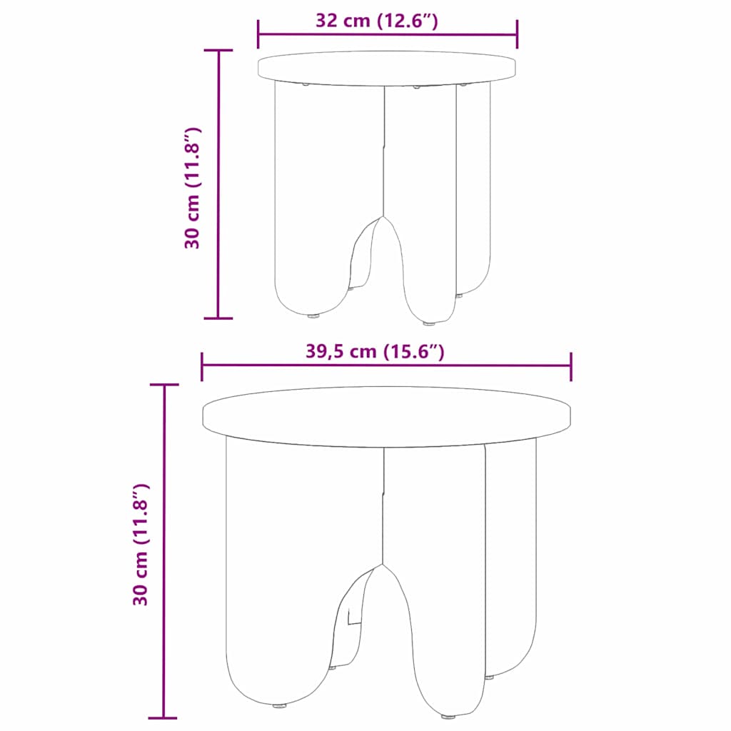 Dohányzóasztal 2 pcs Természetes Tömör fenyőfa