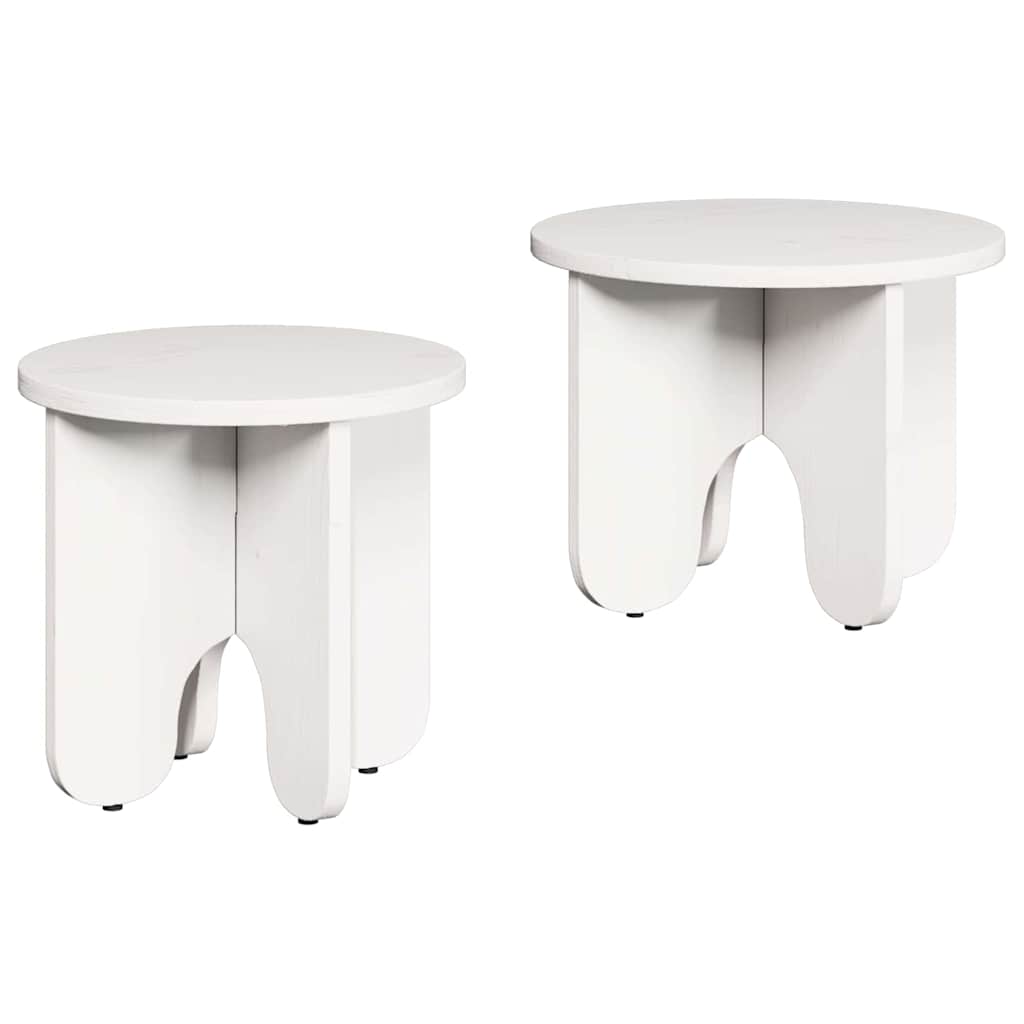 Dohányzóasztal 2 pcs Fehér Tömör fenyőfa