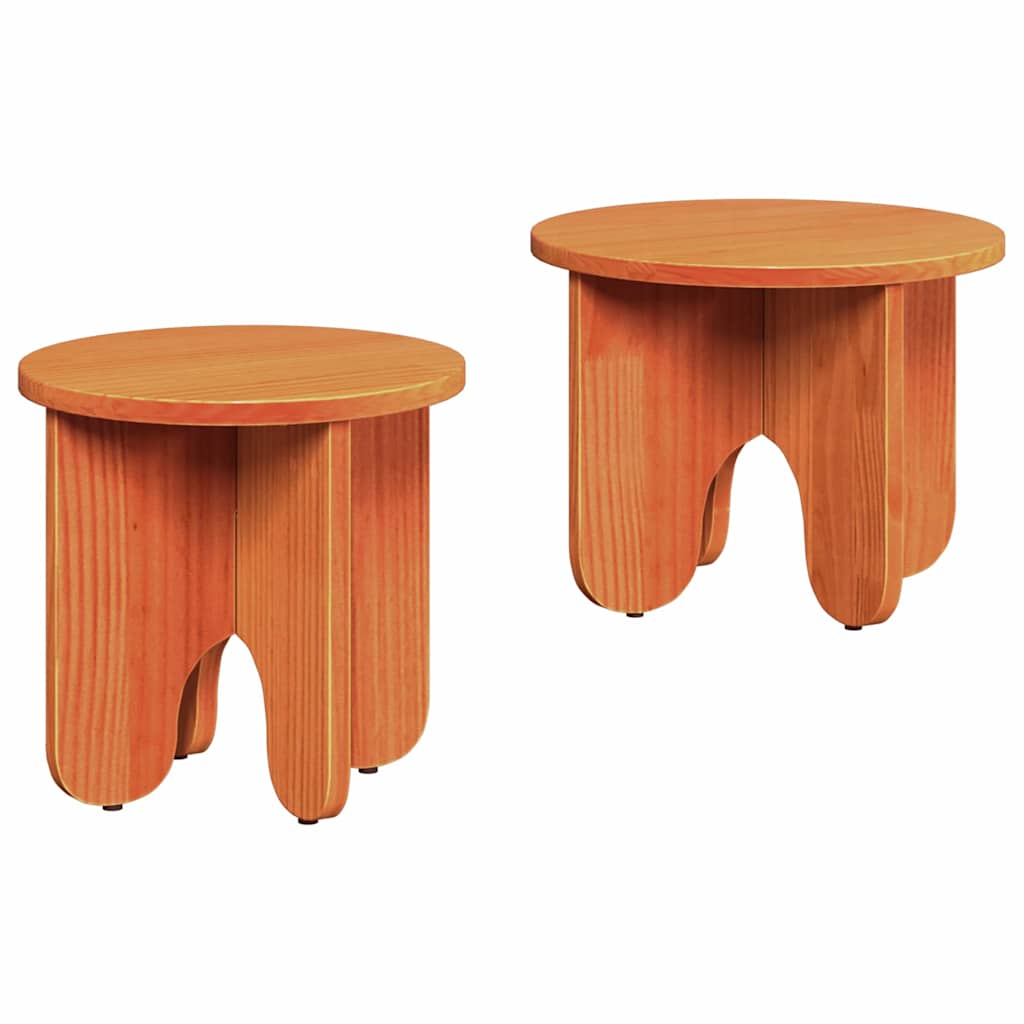 Dohányzóasztal 2 pcs Faggyú barna Tömör fenyőfa