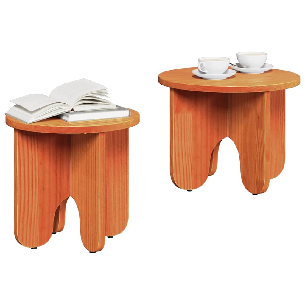 Dohányzóasztal 2 pcs Faggyú barna Tömör fenyőfa