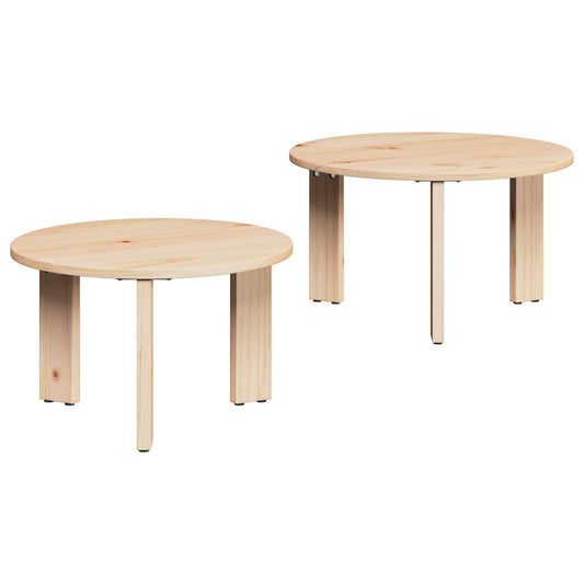 Dohányzóasztal 2 pcs Természetes Tömör fenyőfa