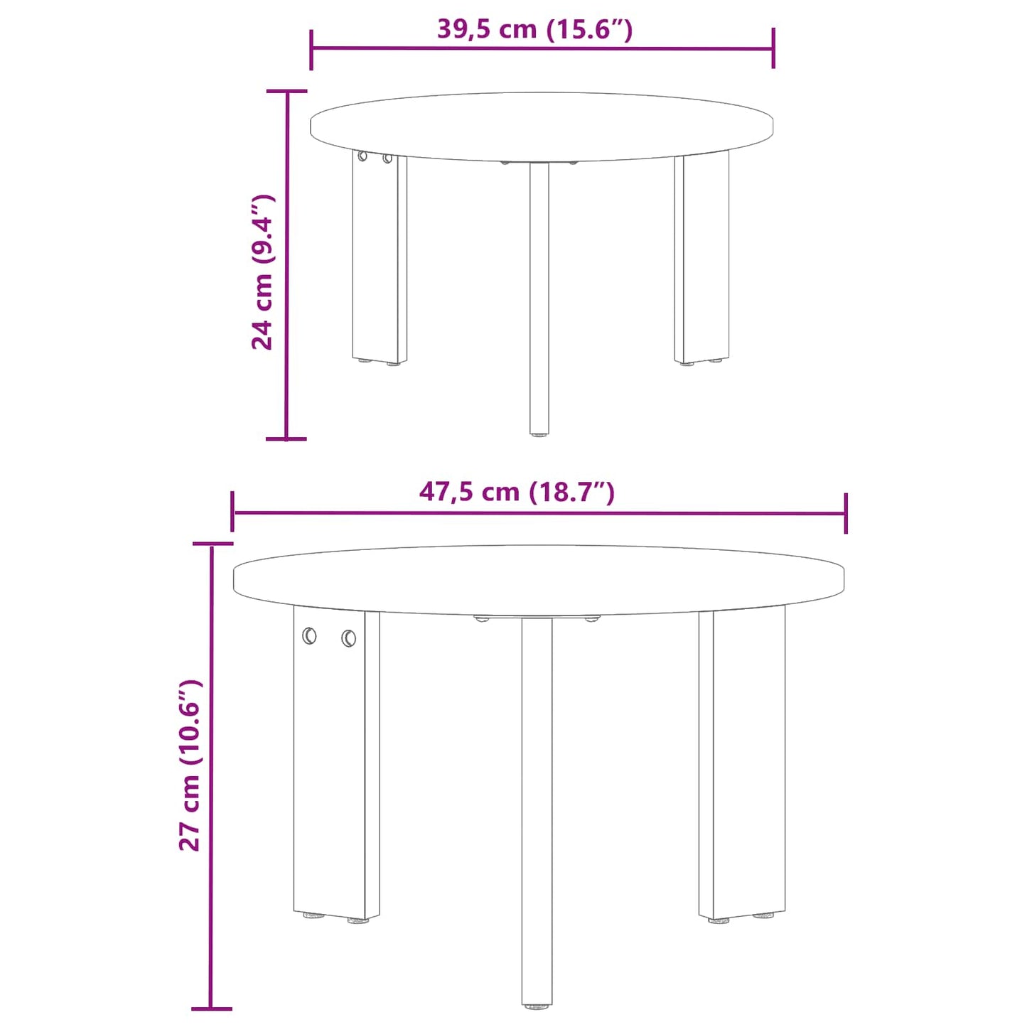Dohányzóasztal 2 pcs Természetes Tömör fenyőfa