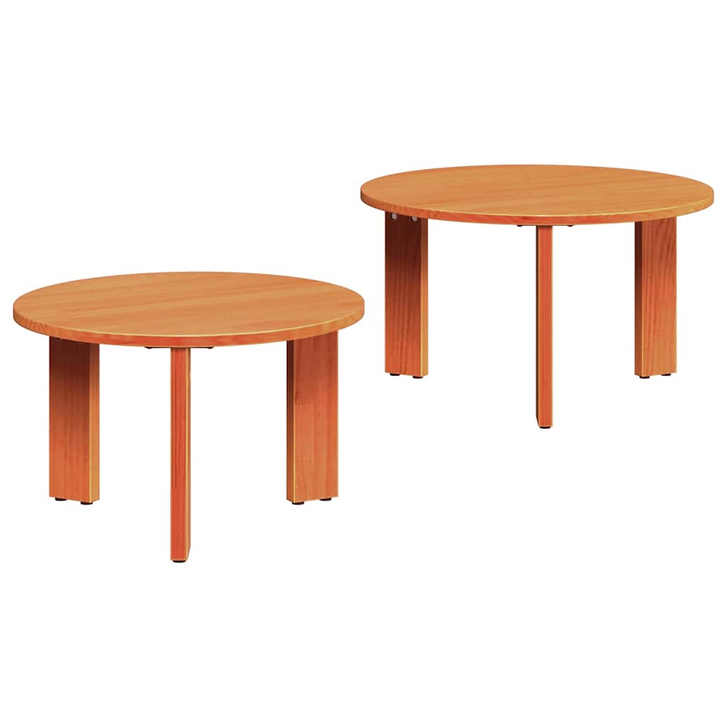Dohányzóasztal 2 pcs Faggyú barna Tömör fenyőfa