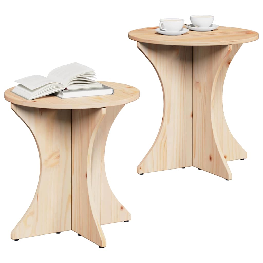 Dohányzóasztal 2 pcs Természetes Tömör fenyőfa