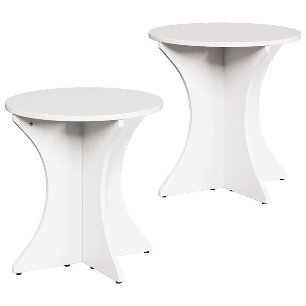Dohányzóasztal 2 pcs Fehér Tömör fenyőfa