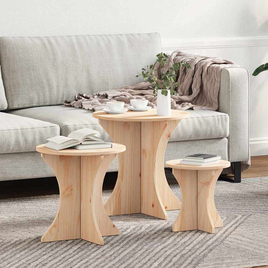 Dohányzóasztal 3 pcs Természetes