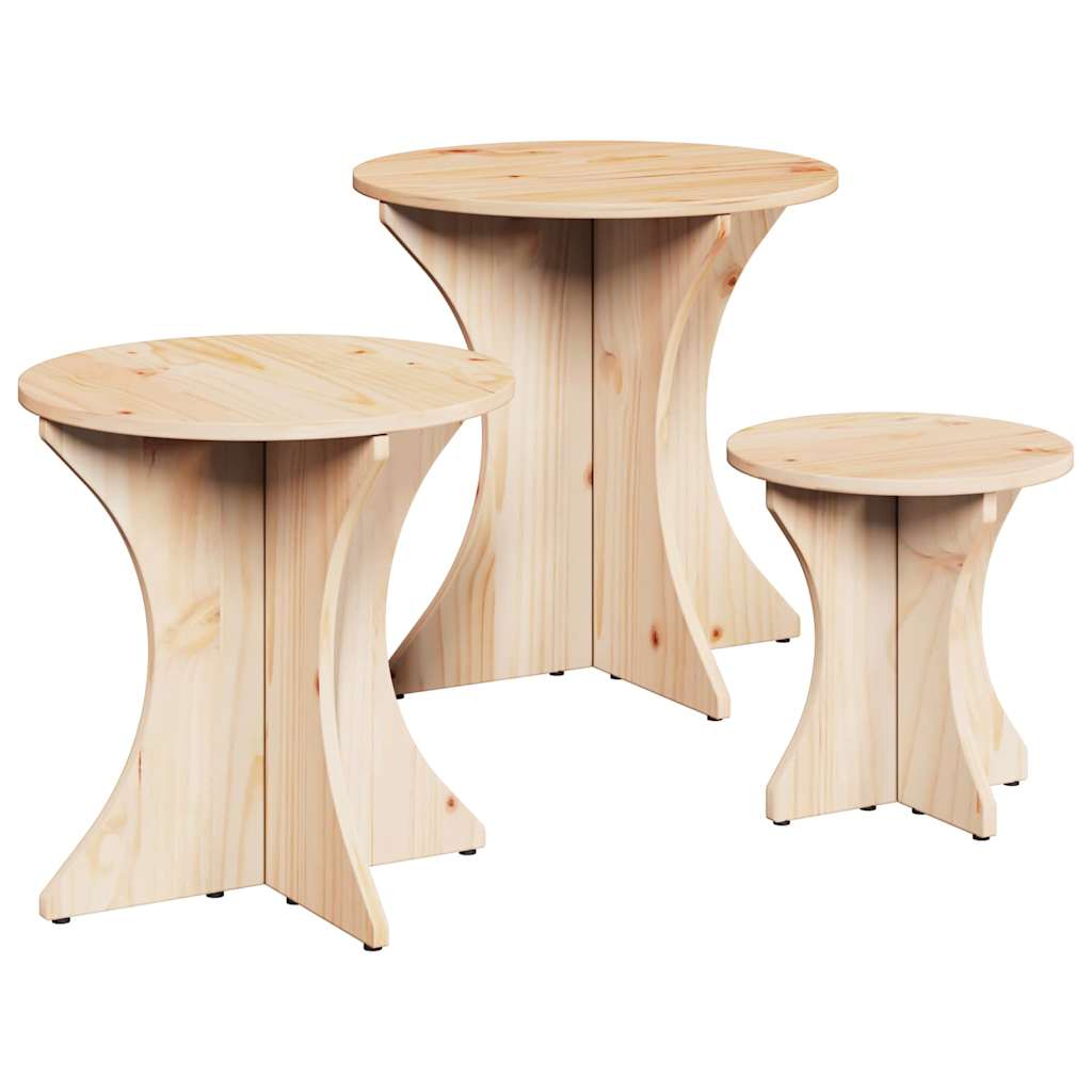 Dohányzóasztal 3 pcs Természetes