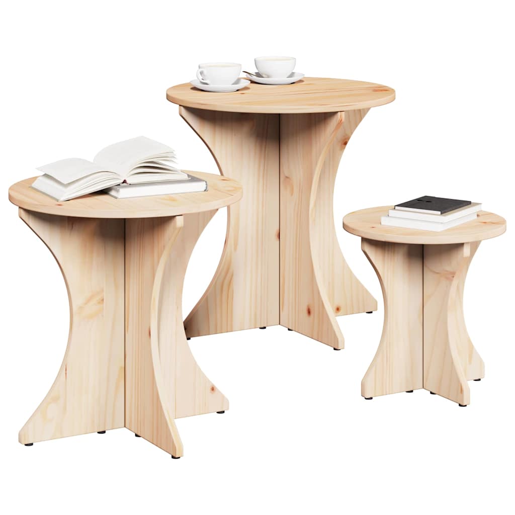 Dohányzóasztal 3 pcs Természetes