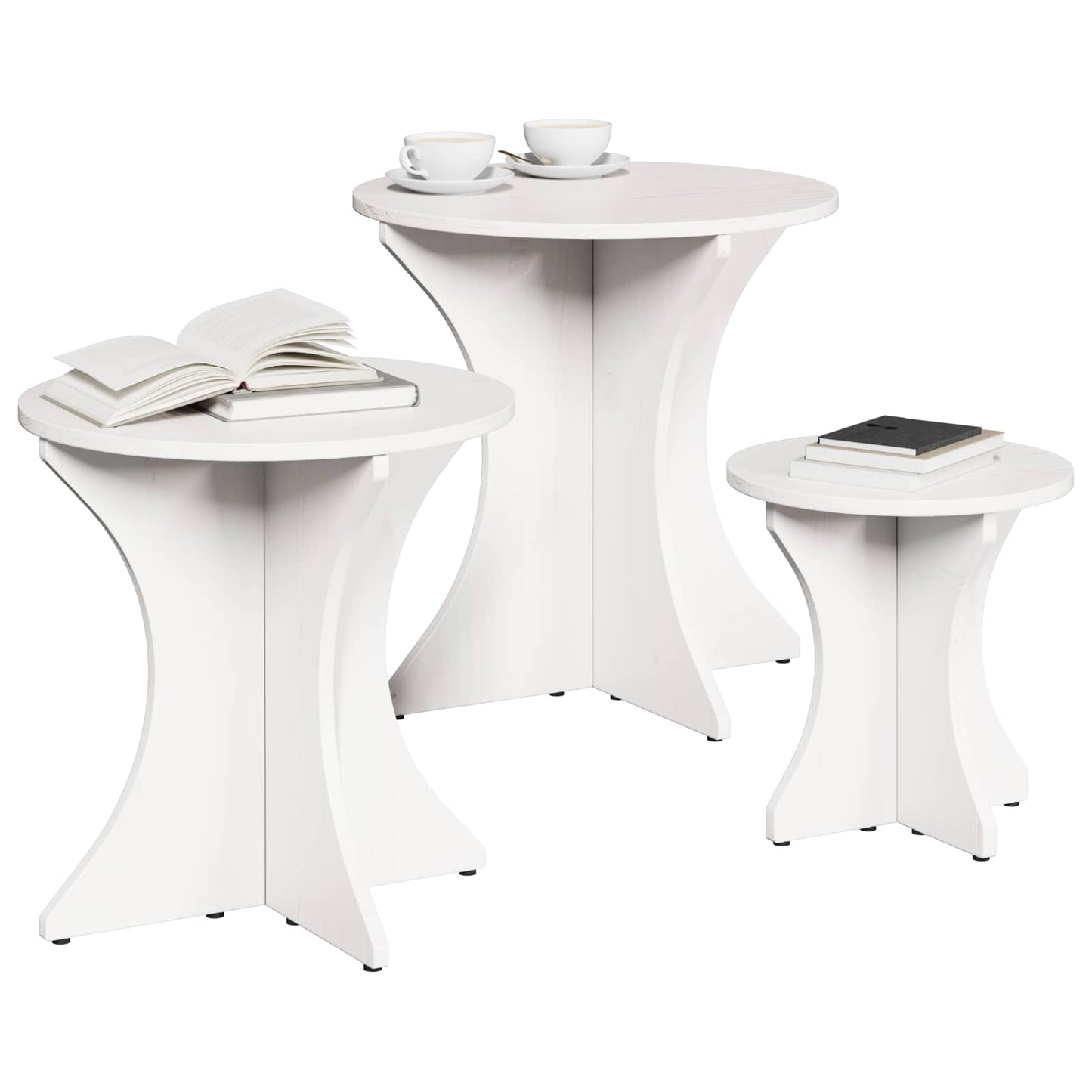 Dohányzóasztal 3 pcs Fehér