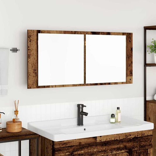 LED Tükörszekrény polcokkal Öreg fa 100 x 12 x 45 cm Faanyag