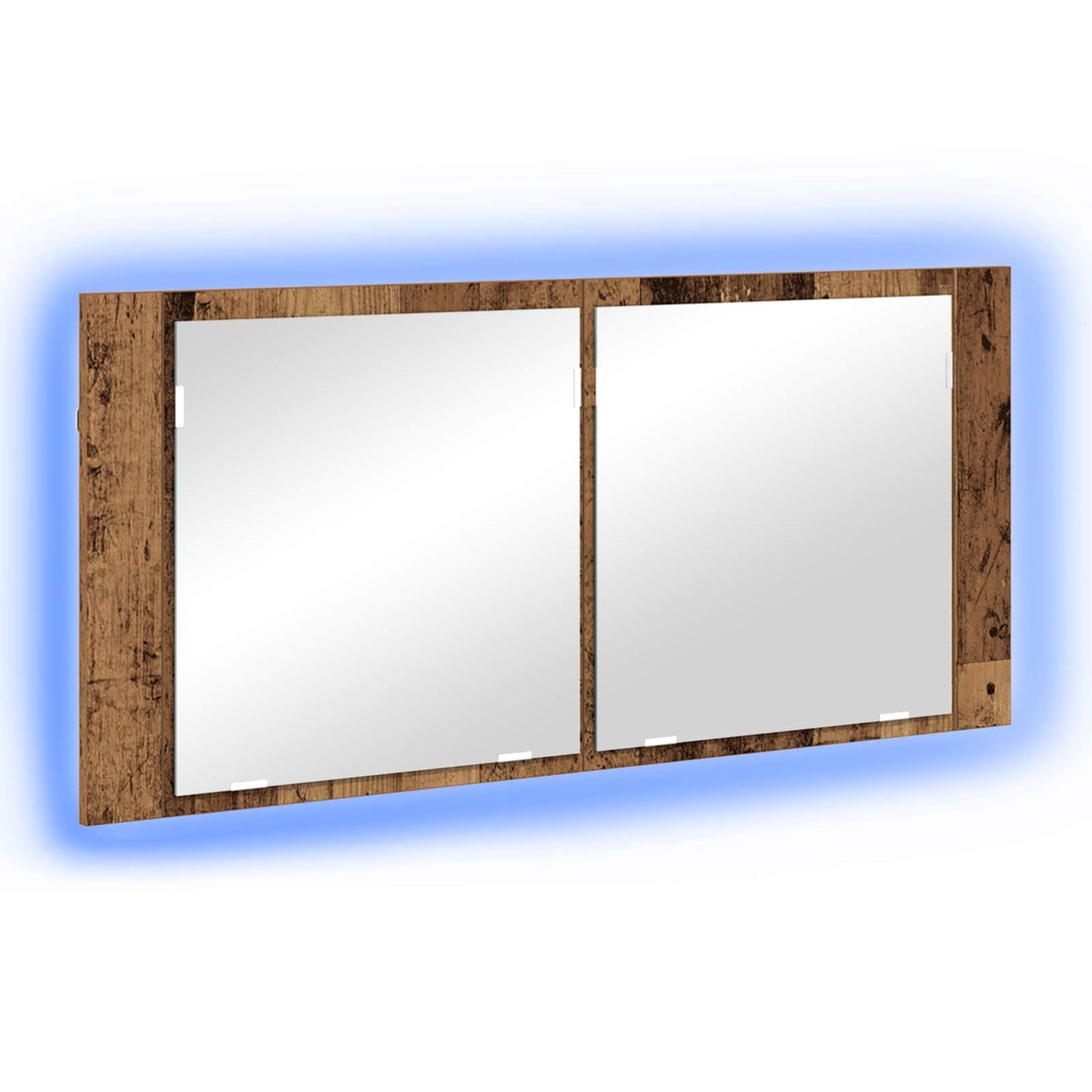 LED Tükörszekrény Öreg fa 100 x 12 x 45 cm Szerelt Fa