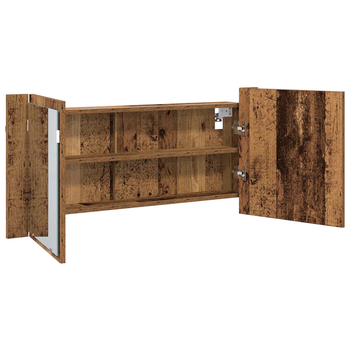 LED Tükörszekrény Öreg fa 100 x 12 x 45 cm Szerelt Fa