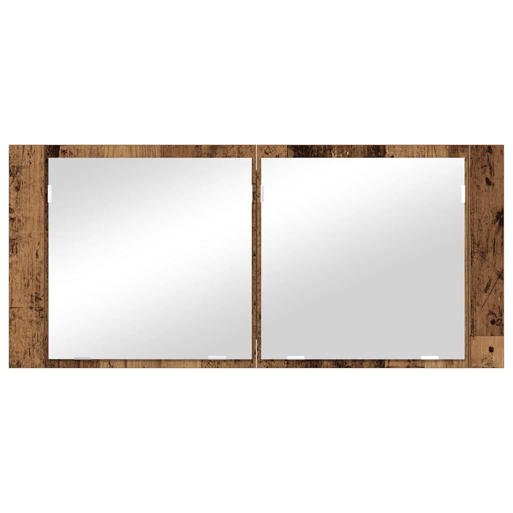 LED Tükörszekrény Öreg fa 100 x 12 x 45 cm Szerelt Fa