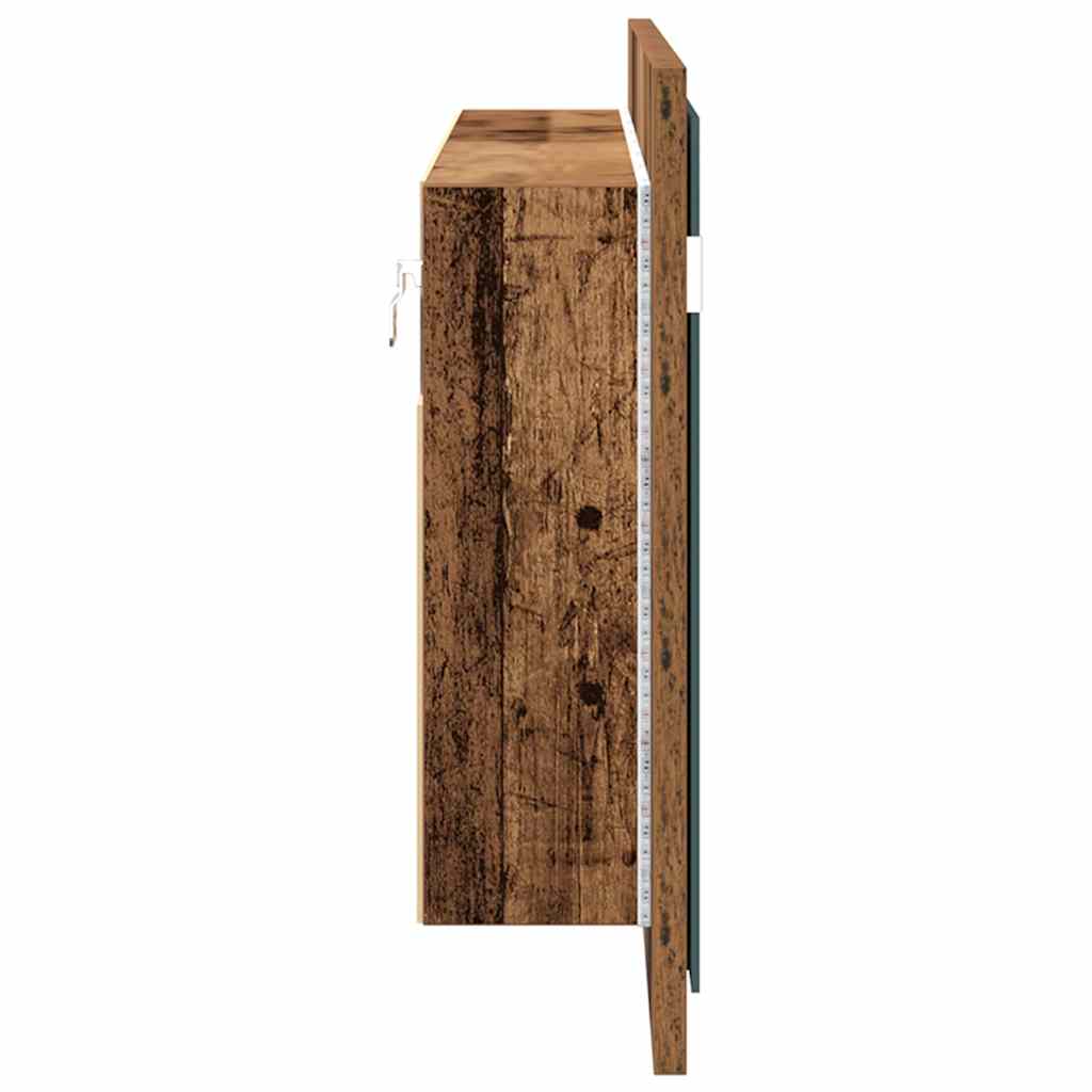 LED Tükörszekrény Öreg fa 100 x 12 x 45 cm Szerelt Fa