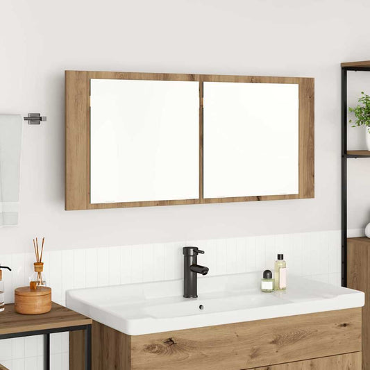 LED Tükörszekrény Artisan tölgy 100 x 12 x 45 cm Faanyag