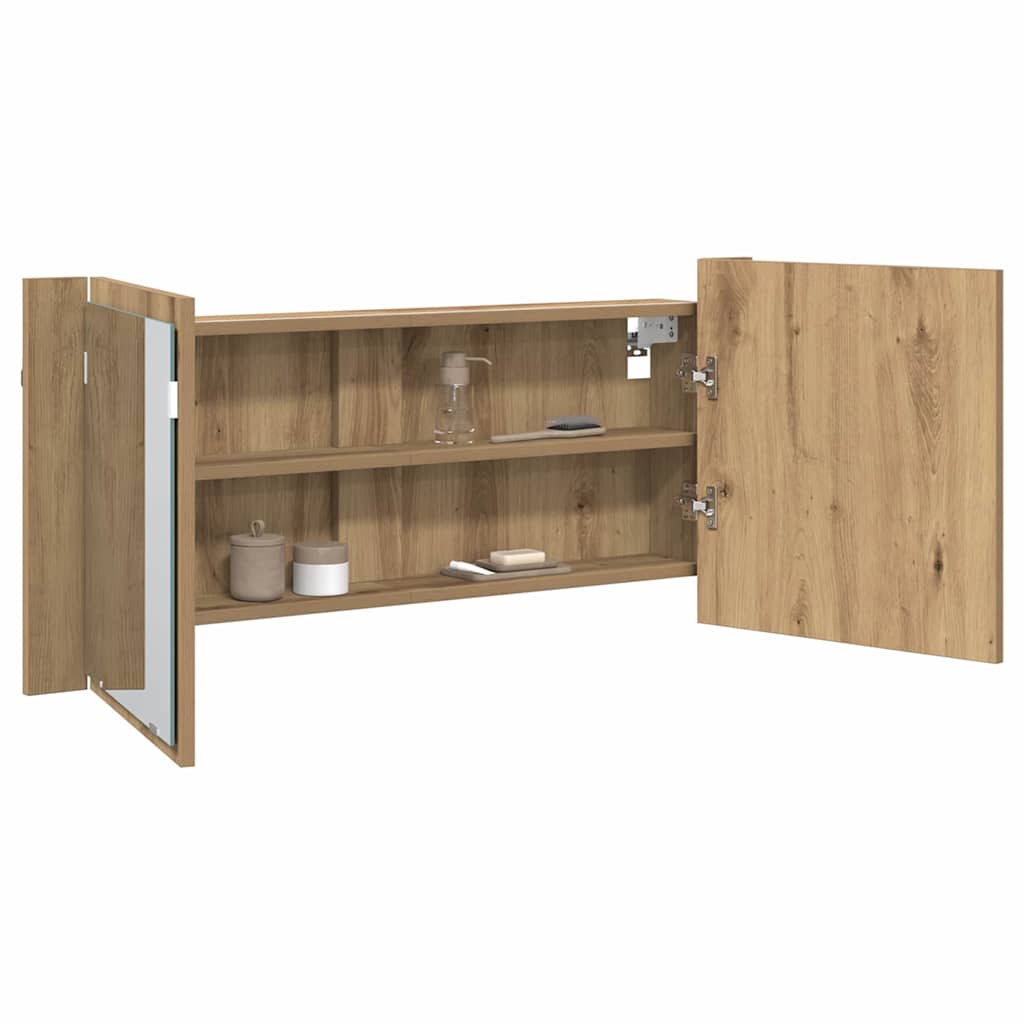 LED Tükörszekrény Artisan tölgy 100 x 12 x 45 cm Szerelt Fa