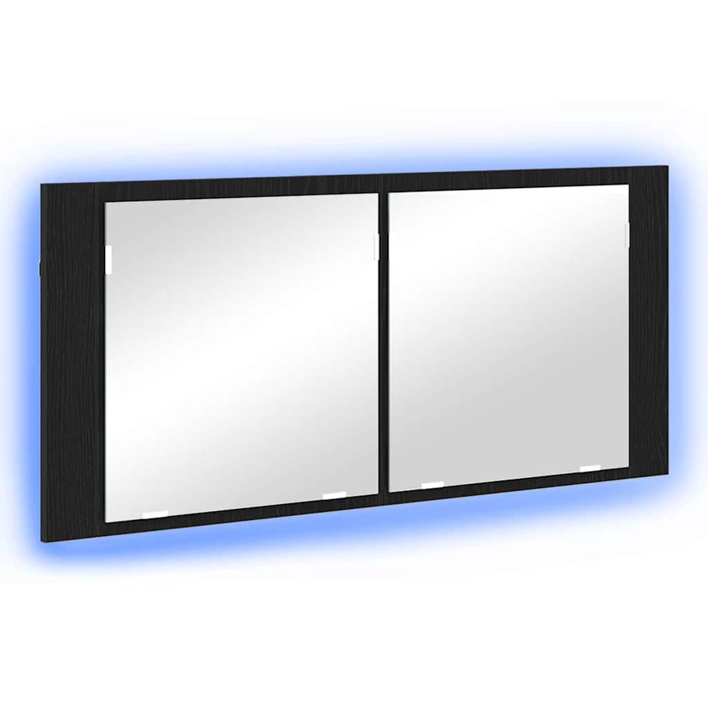 LED Tükörszekrény Fekete tölgy 100 x 12 x 45 cm Szerelt Fa