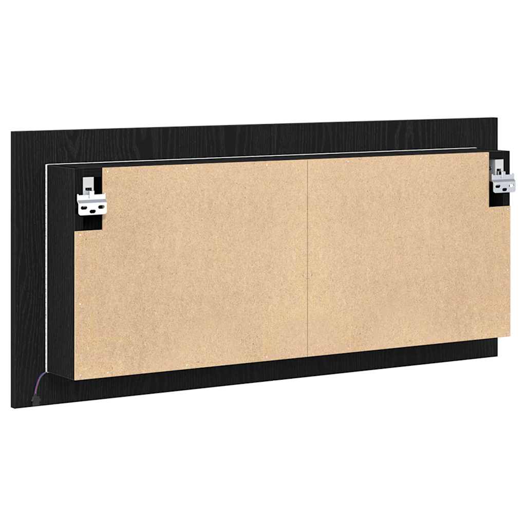 LED Tükörszekrény Fekete tölgy 100 x 12 x 45 cm Szerelt Fa