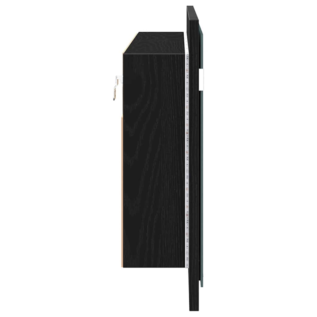 LED Tükörszekrény Fekete tölgy 100 x 12 x 45 cm Szerelt Fa