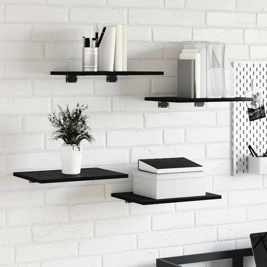Polcos könyvespolc 4 pcs Fekete 40 x 30 x 1,5 cm Faanyag