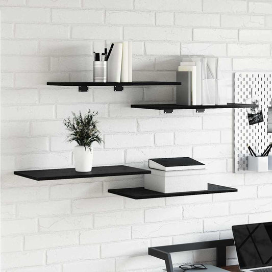 Polcos könyvespolc 4 pcs Fekete 60 x 30 x 1,5 cm Faanyag