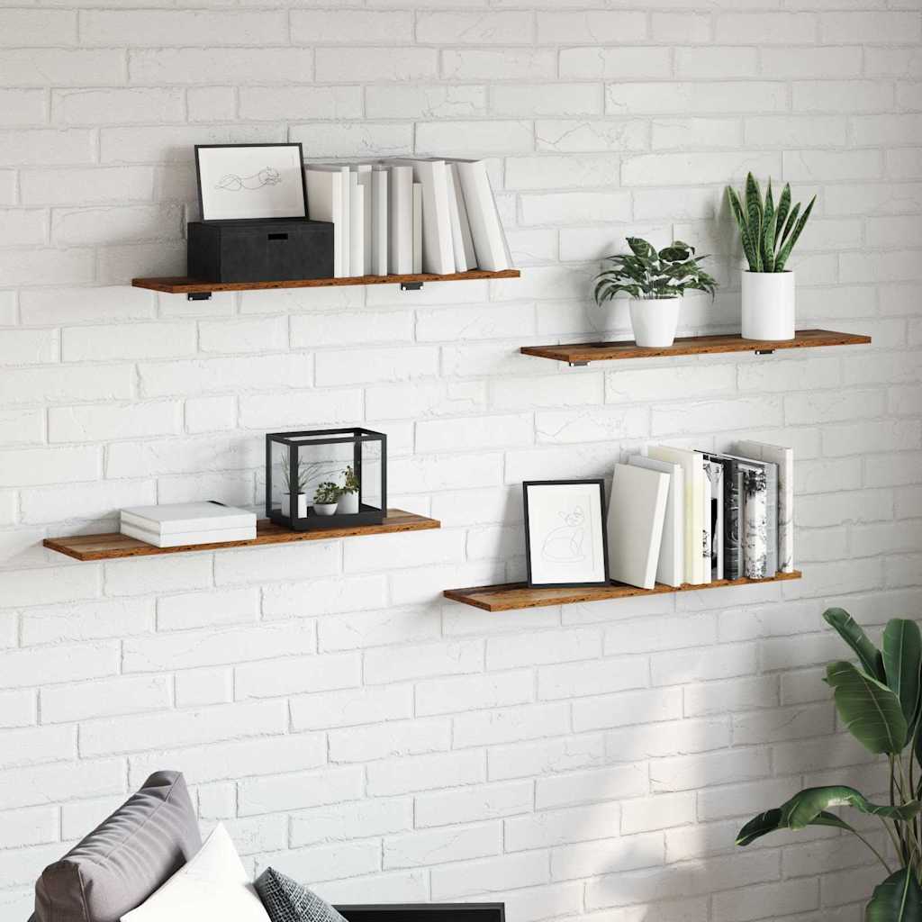 Polcos könyvespolc 3 szintes 4 db 80 x 20 x 1,5 cm Szerelt Fa
