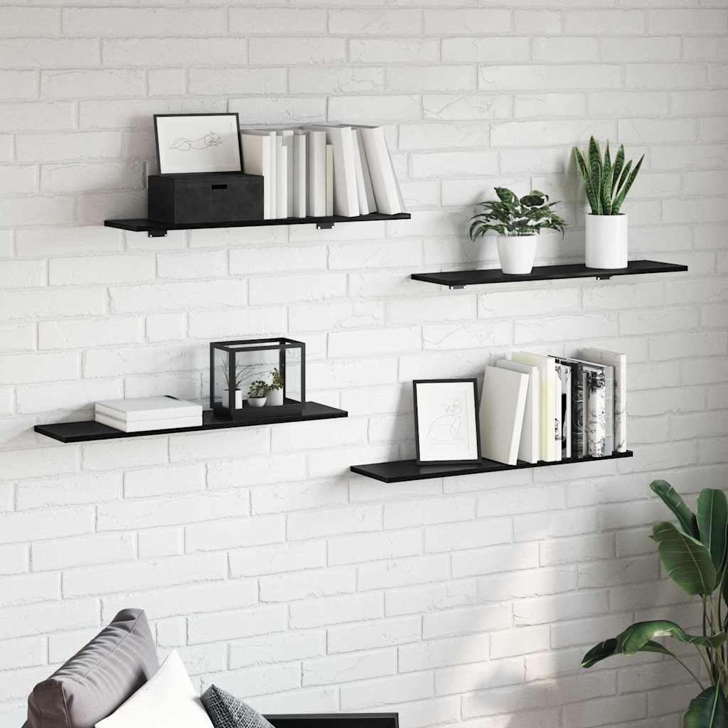 Polcos könyvespolc 3 szintes 4 db 80 x 20 x 1,5 cm Szerelt Fa