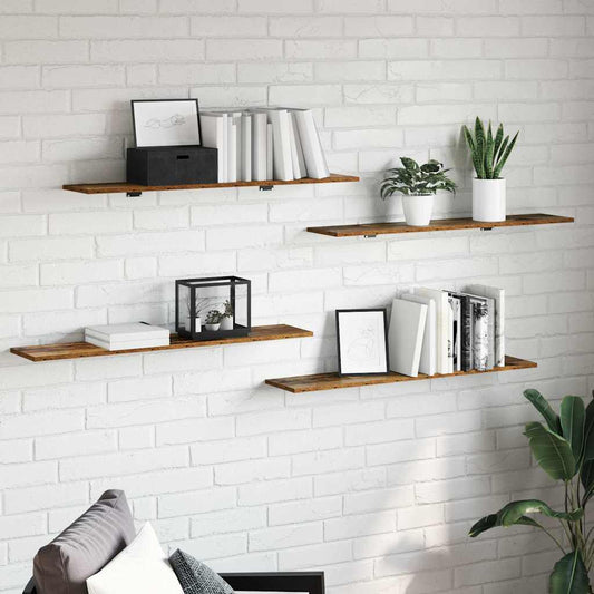 Polcos könyvespolc 4 pcs Barna 100 x 20 x 1,5 cm Faanyag