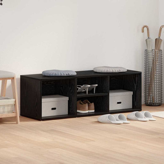 Cipőpad polcokkal Fekete tölgy 102 x 35 x 35 cm Faanyag