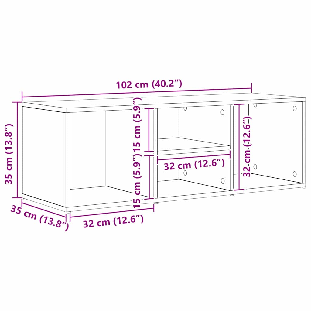 Cipőpad 102 x 35 x 35 cm Szerelt Fa Fekete tölgy
