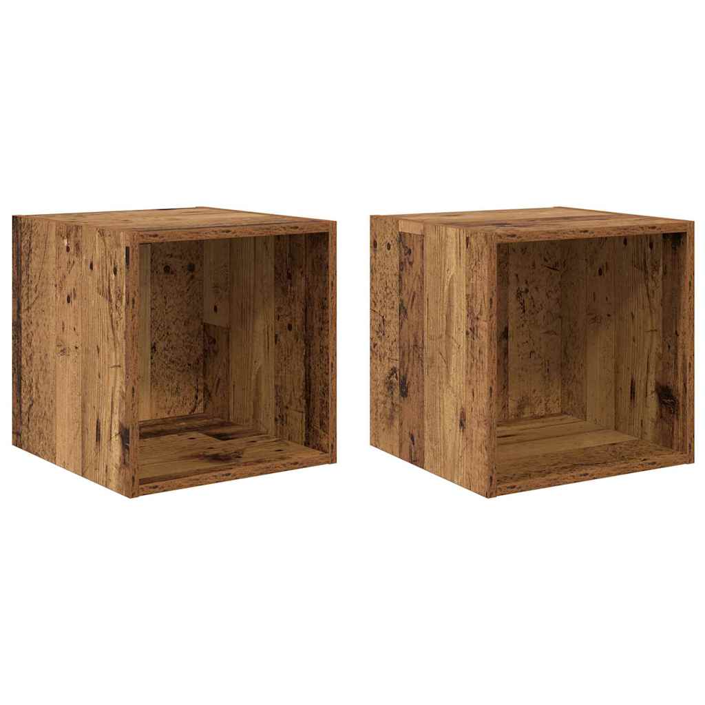 Fali Szekrény Falra szerelhető 2 pcs Öreg fa 37 x 37 x 37 cm