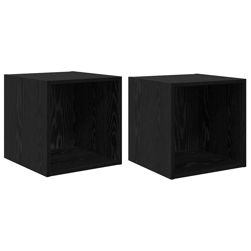 Fali Szekrény Falra szerelhető 2 pcs Fekete tölgy Szerelt Fa