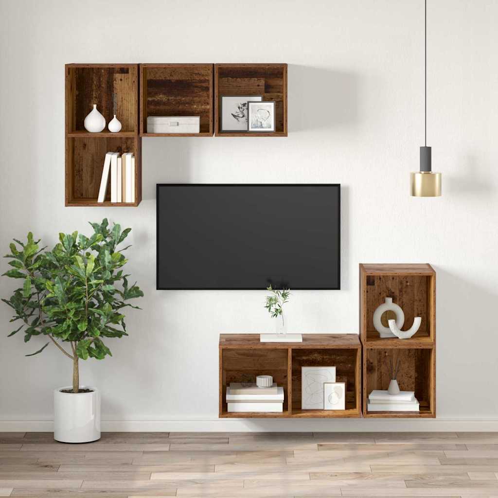TV szekrény garnitúra 37 x 37 x 72 cm Öreg fa Szerelt Fa