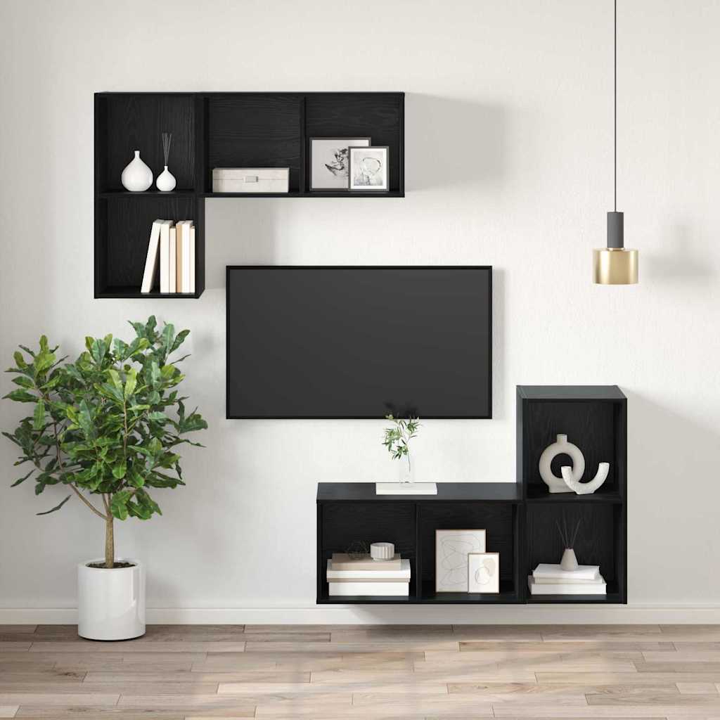 TV szekrény garnitúra 37 x 37 x 72 cm Fekete tölgy Szerelt Fa