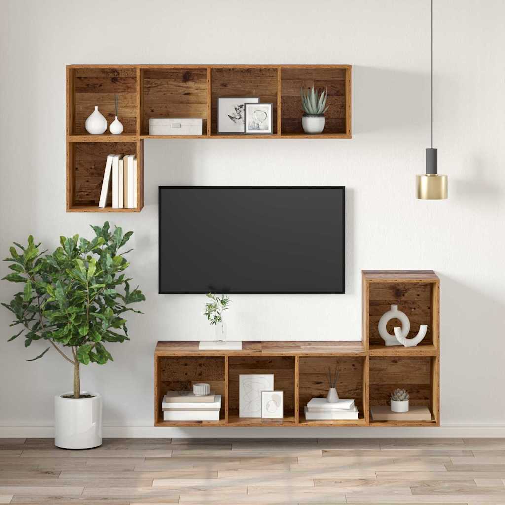 TV szekrény garnitúra 37 x 37 x 107 cm Öreg fa Szerelt Fa