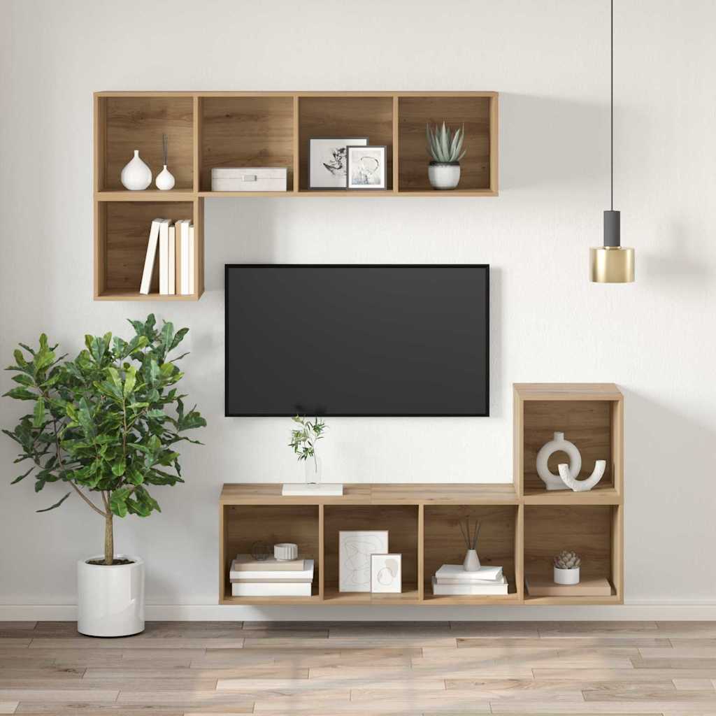 TV szekrény garnitúra 37 x 37 x 107 cm Artisan tölgy Szerelt Fa