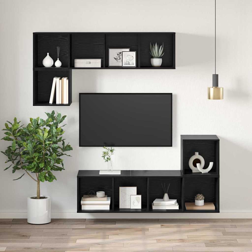 TV szekrény garnitúra 37 x 37 x 107 cm Fekete tölgy Szerelt Fa