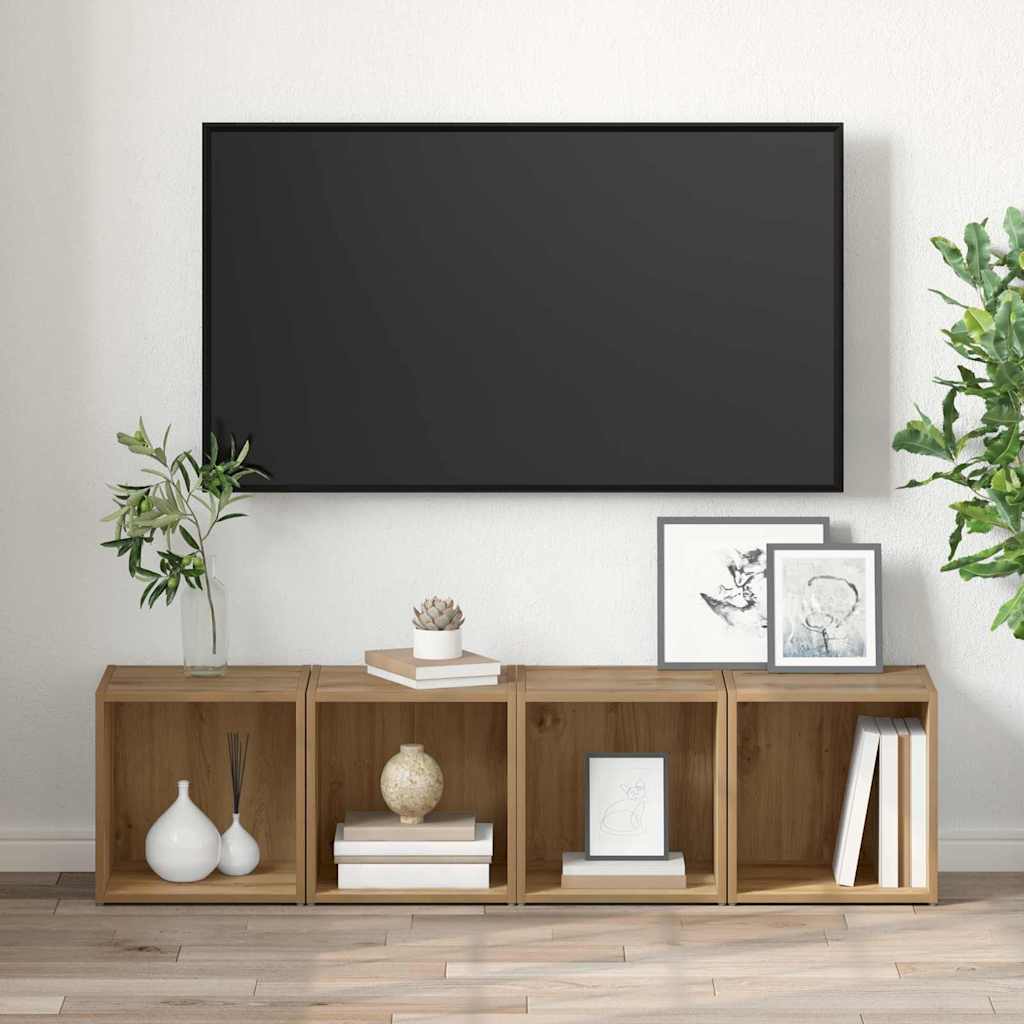 TV szekrény garnitúra 4 pcs Artisan tölgy Szerelt Fa