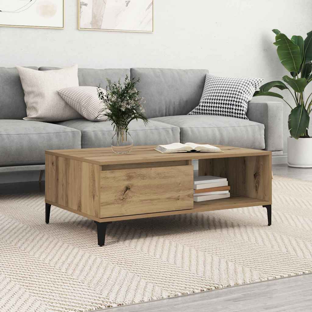 Dohányzóasztal kézműves tölgy 90 x 60 x 35 cm Szerelt Fa
