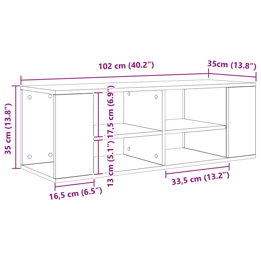 TV szekrény garnitúra 102 x 35 x 35 cm Öreg fa Szerelt Fa