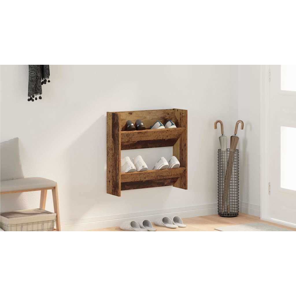 Cipőszekrény 60 x 18 x 60 cm Szerelt Fa Öreg fa
