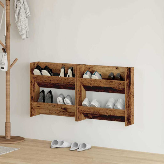 Cipőszekrény polcokkal 2 pcs Öreg fa 60 x 18 x 60 cm Faanyag
