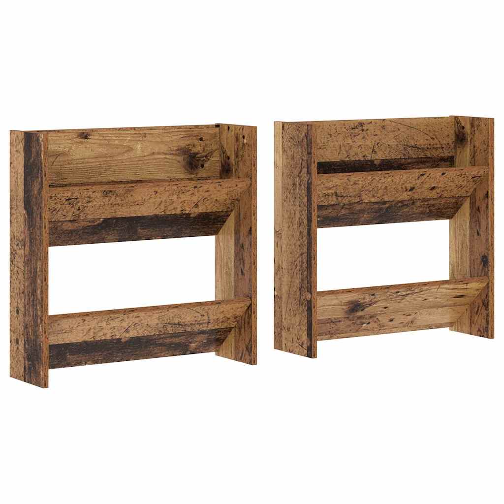 Cipőszekrény 2 db 60 x 18 x 60 cm Szerelt Fa Öreg fa