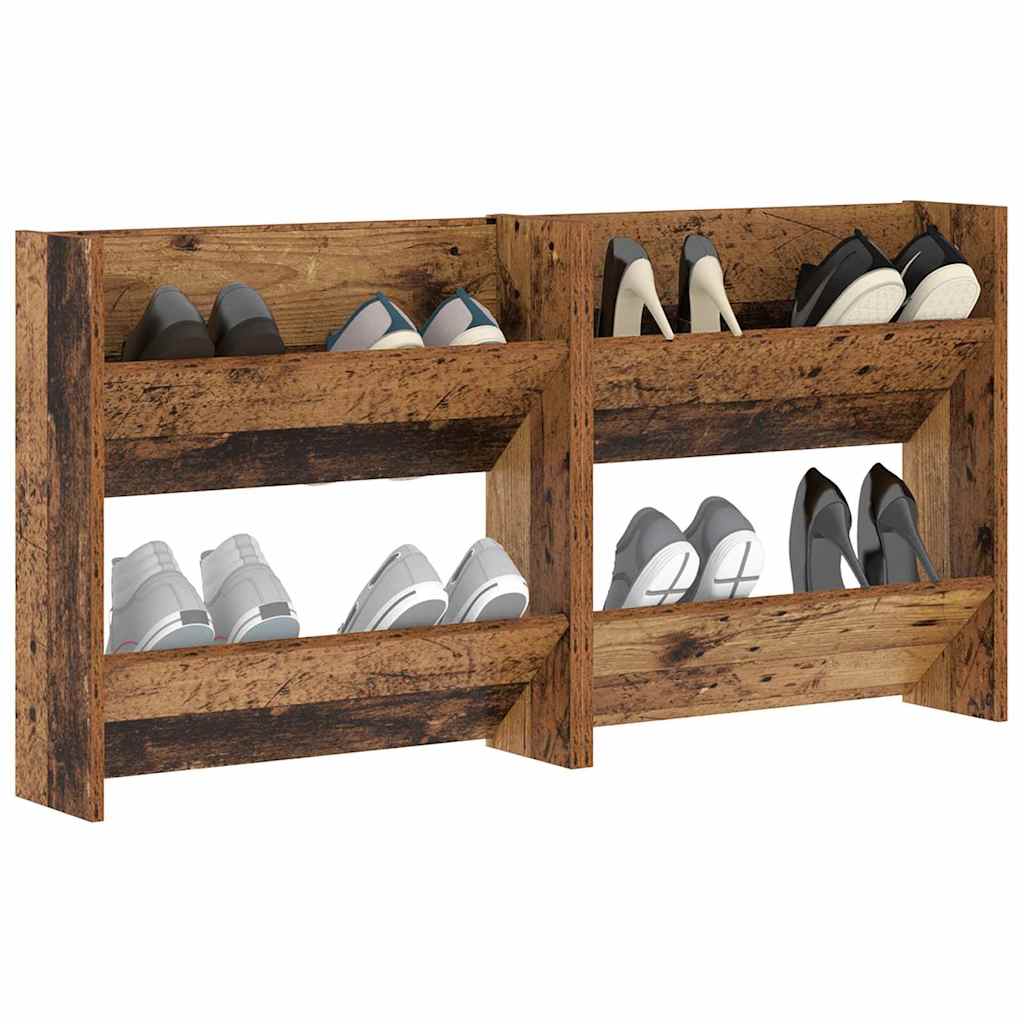 Cipőszekrény 2 db 60 x 18 x 60 cm Szerelt Fa Öreg fa