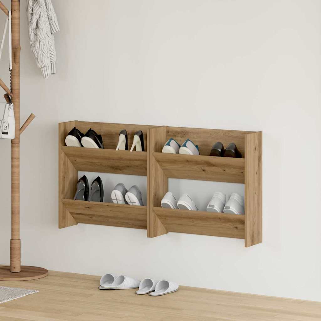 Cipőszekrény 2 db 60 x 18 x 60 cm Szerelt Fa Artisan tölgy