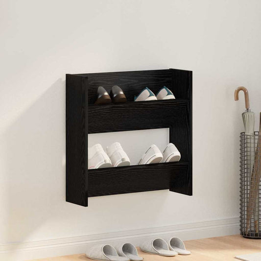 Cipőszekrény polcokkal Fekete tölgy 60 x 18 x 60 cm Faanyag
