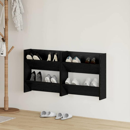 Cipőszekrény 2 pcs Fekete tölgy 60 x 18 x 60 cm Faanyag