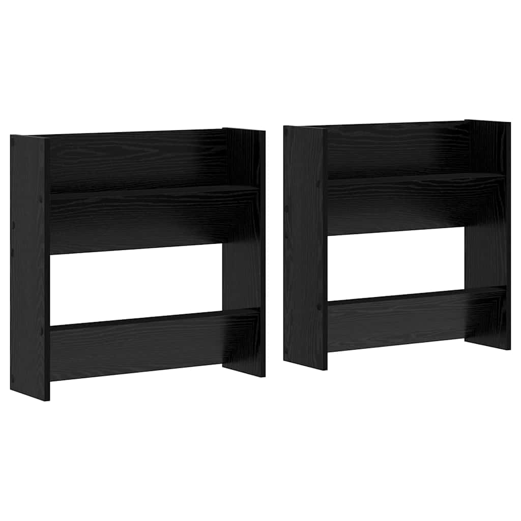 Cipőszekrény 2 db 60 x 18 x 60 cm Szerelt Fa Fekete tölgy
