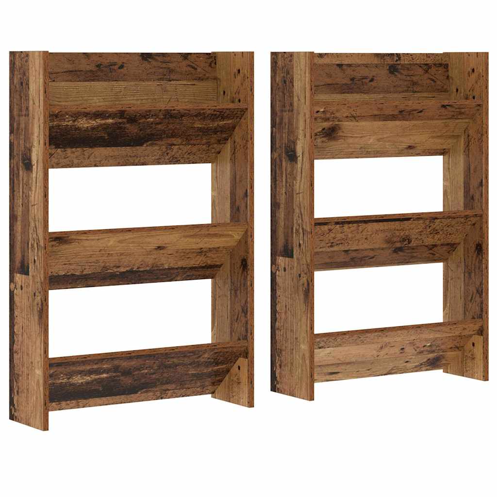 Cipőszekrény 2 db 60 x 18 x 90 cm Szerelt Fa Öreg fa